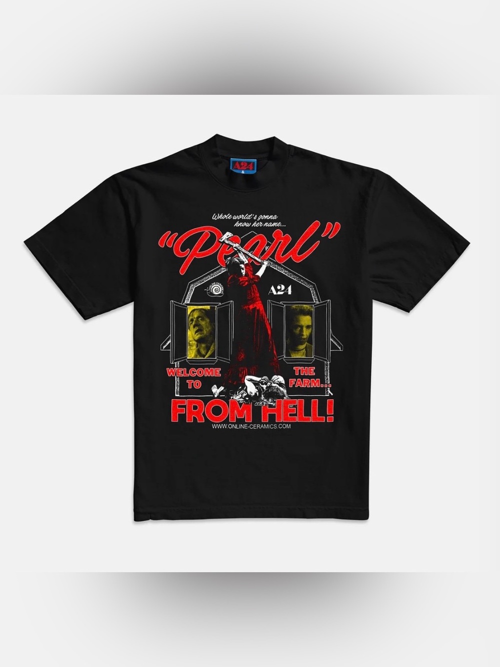 A24 Online Ceramics Pearl Farm From Hell Tee Size Small Mia Goth Ti West Horror
